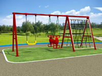 2 Seats Metal Swing & Rope Climbing Frame for Children (Kids)